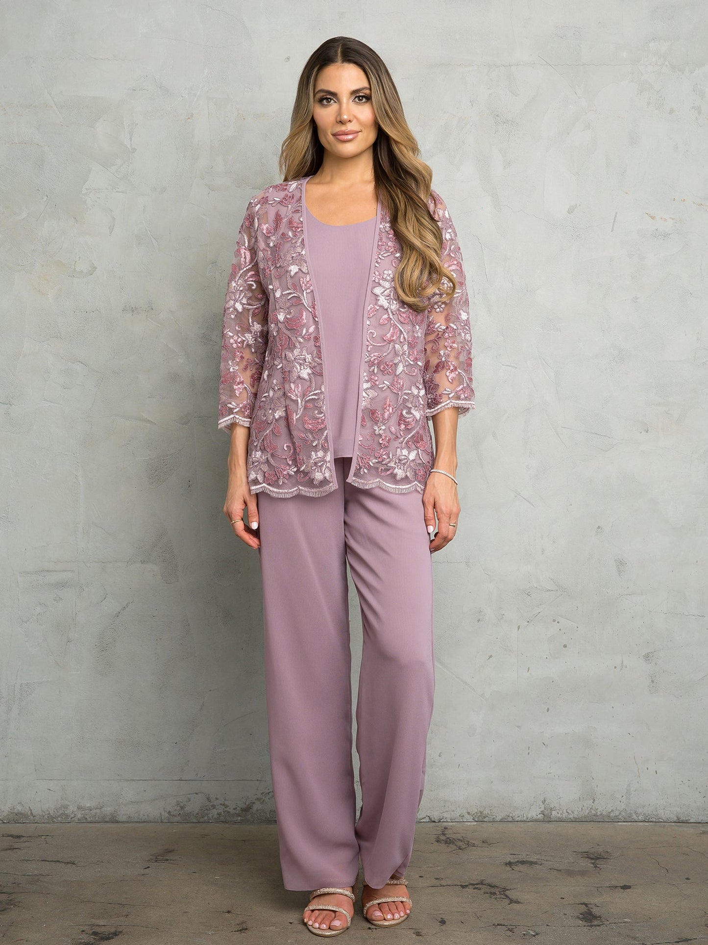 Eva Fashion Floral Jacket Pant Suit MOB Women Formal Chic