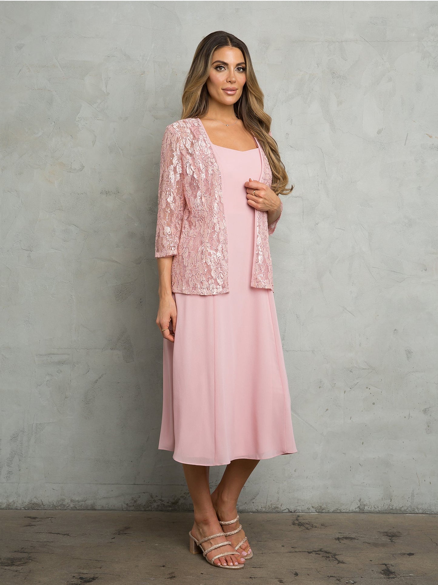 Eva Fashion Mother Of The Bride Two Piece Jacket Dress Lightweight Georgette