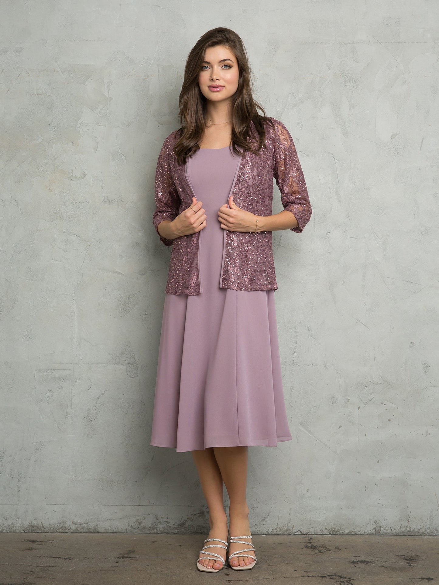 Eva Fashion Mother Of The Bride Two Piece Jacket Dress Lightweight Georgette