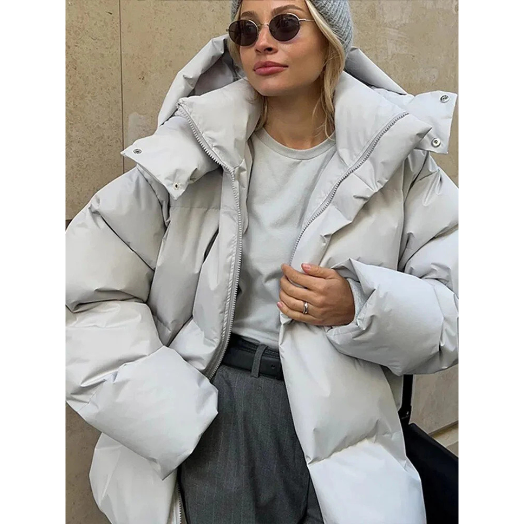 Street-Wave Women’s Oversized Puffer Hooded Jacket Yellow Ultra Warm Comfort for Winter