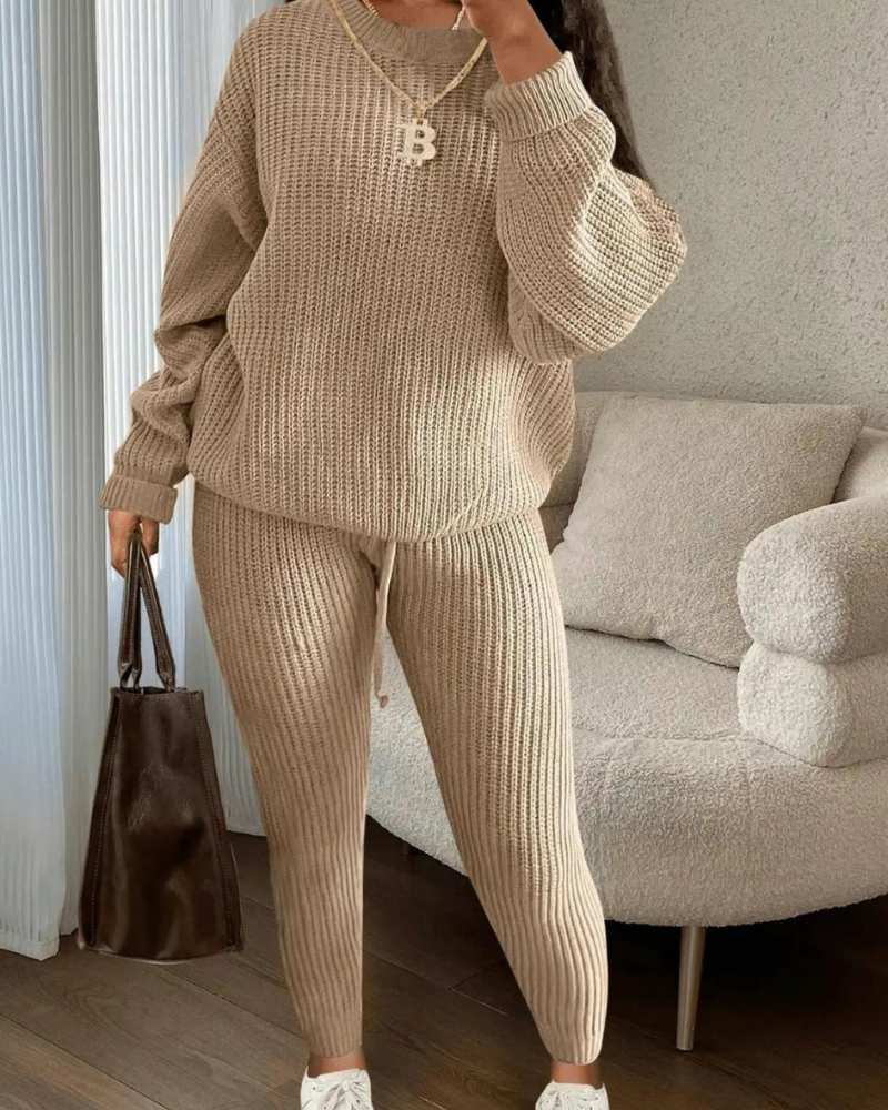Street-Wave 2 Piece Lounge Set Cozy Soft Knit For Women Everyday Comfort Stylish Homewear Ultra Cozy