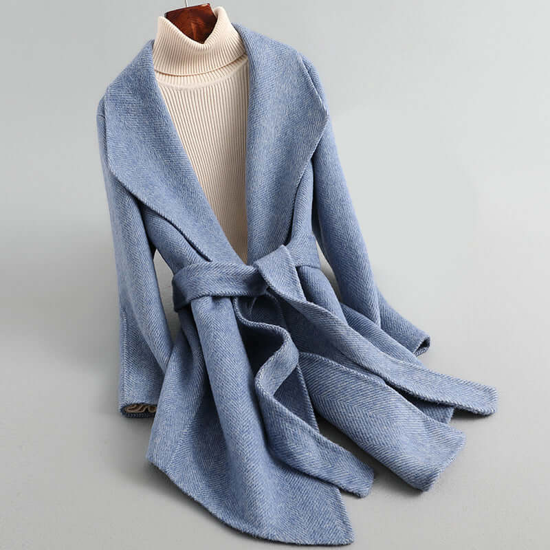 Street-Wave Women's Tailored Double-Breasted Coat Belted for Elegant Everyday Chic