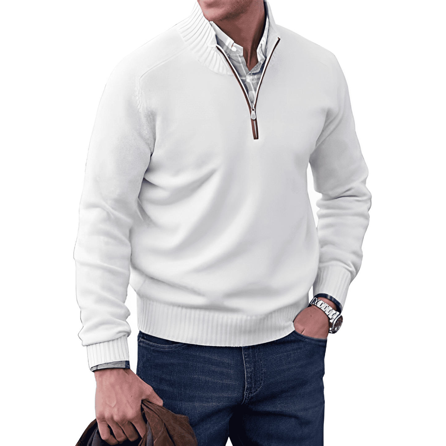Street Wave Classic Men's Half Zip Cotton Pullover For Warm Comfort Everyday Wear