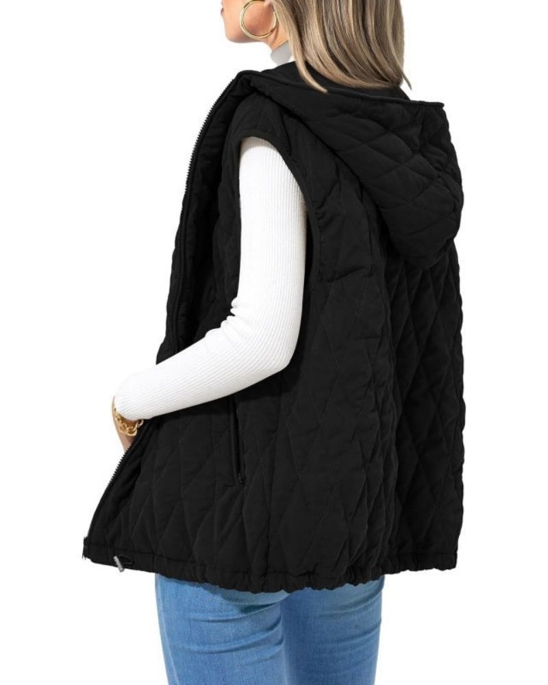 Street Wave Women's Quilted Puffer Vest Hooded Warmth