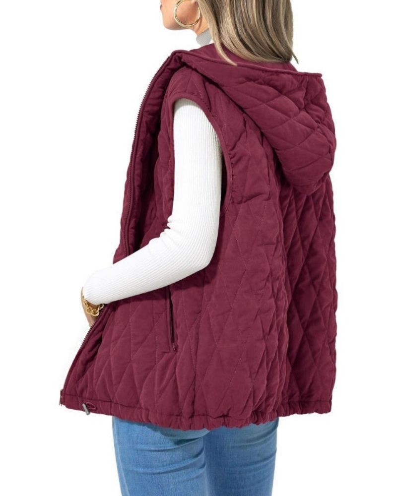 Street Wave Women's Quilted Puffer Vest Hooded Warmth