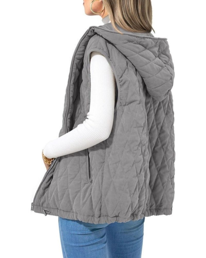Street Wave Women's Quilted Puffer Vest Hooded Warmth