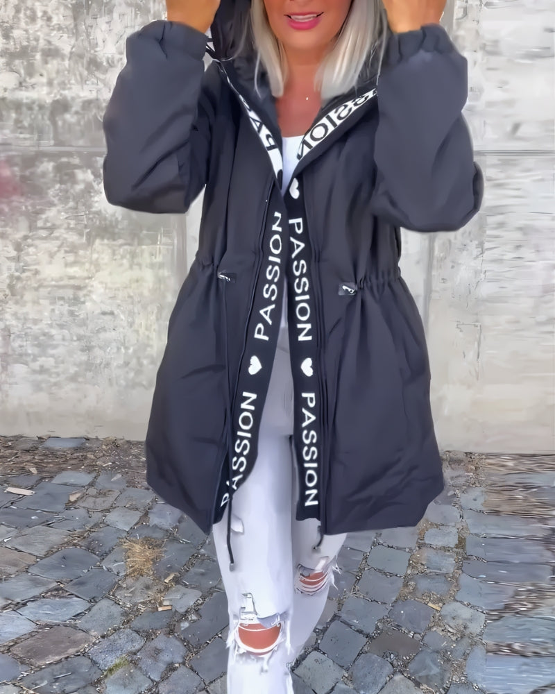 Street-wave Women Casual Zip Up Jacket With Drawstring Waist For All Day Comfort