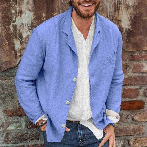 Streetwave Cotton Linen Jacket For Men With Breathable Relaxed Fit And Classic Everyday Style