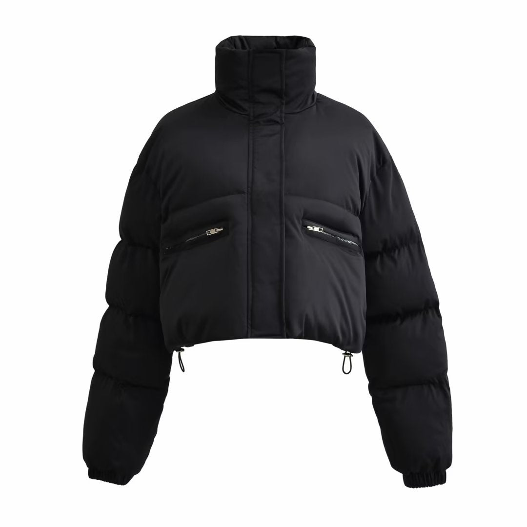 Street-wave Plus Size Cropped Puffer Jacket Oversized Warm Winter Coat For Curvy Women