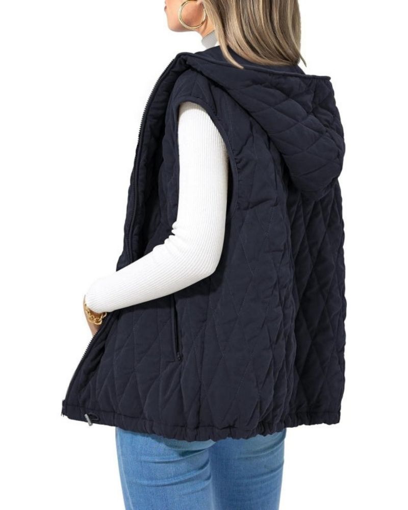 Street Wave Women's Quilted Puffer Vest Hooded Warmth