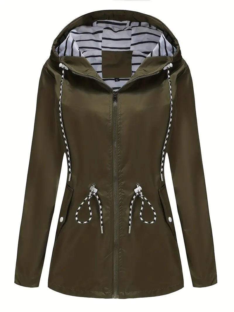 Street-Wave Women's Waterproof Hooded Rain Jacket With Adjustable Fit And Practical Pockets
