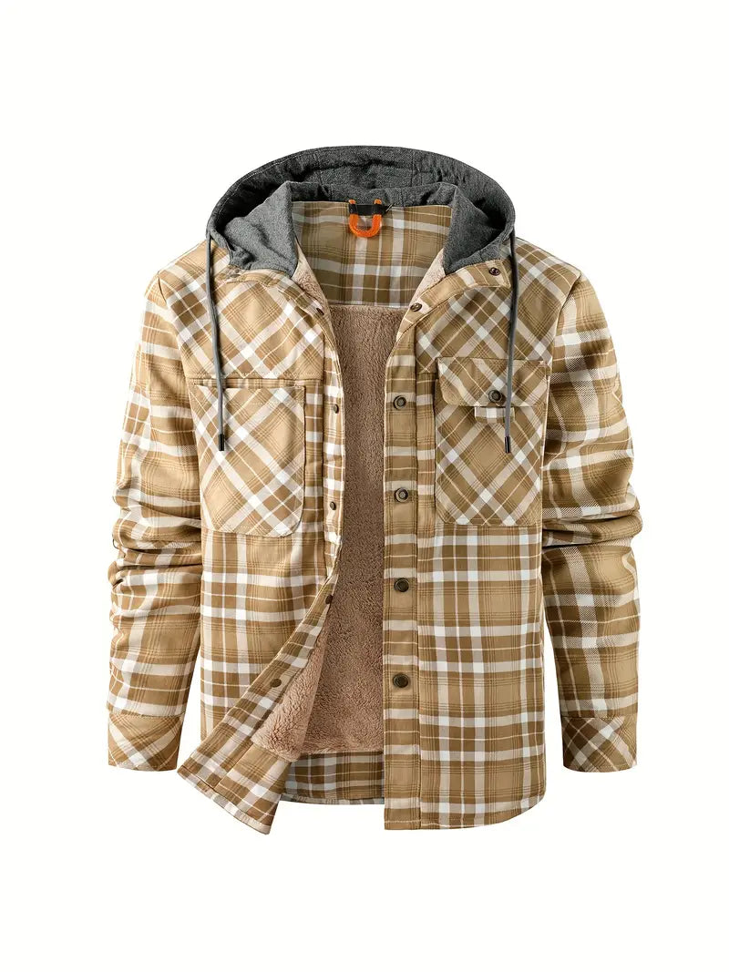 Wyatt Hooded Plaid Jacket Street Wave Cozy Fleece Lining Unisex Outdoor