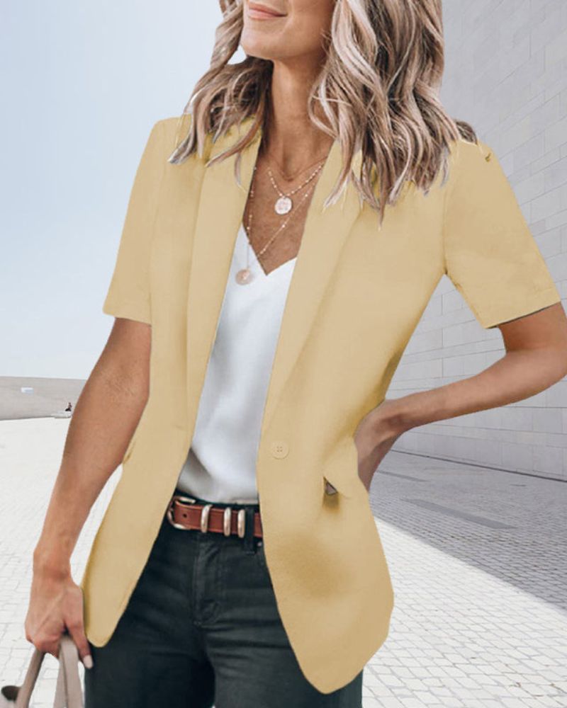 Street-Wave Short Sleeve Blazer Lightweight Breathable Summer Essential For Women Professionals