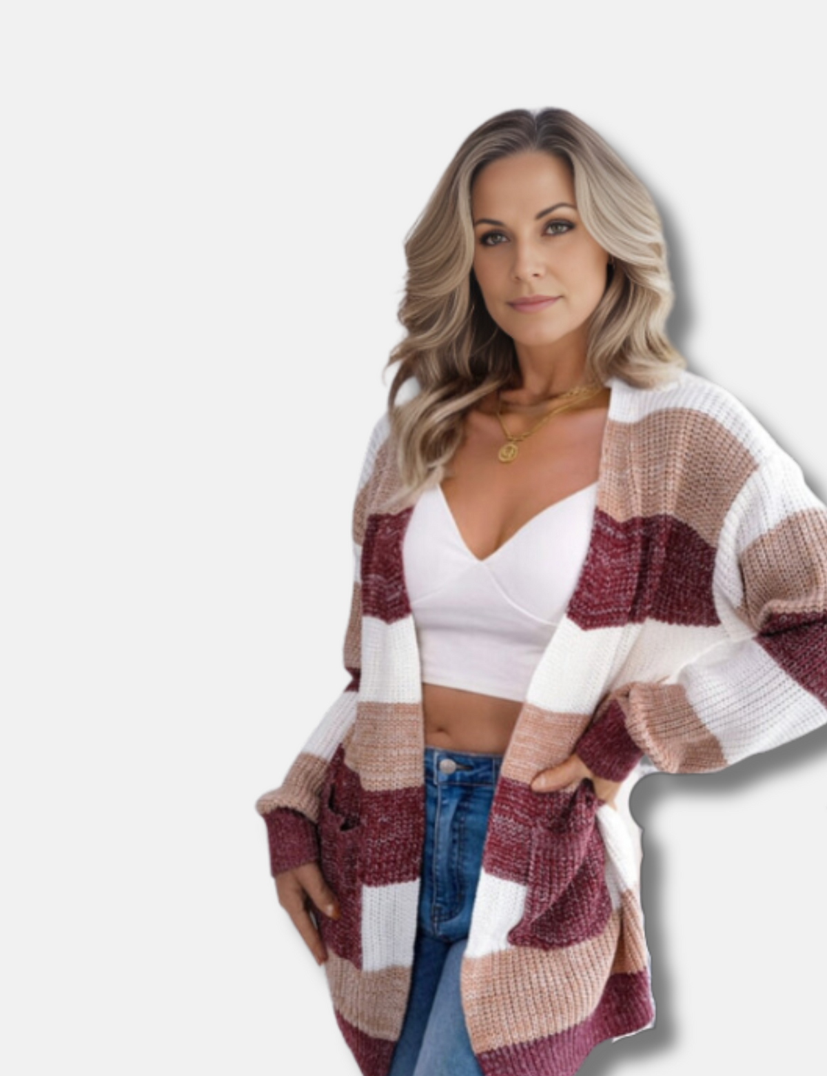 Street-wave Long Striped Knit Cardigan for Women Elevated Style Cozy Comfort and Versatile Wardrobe Staple