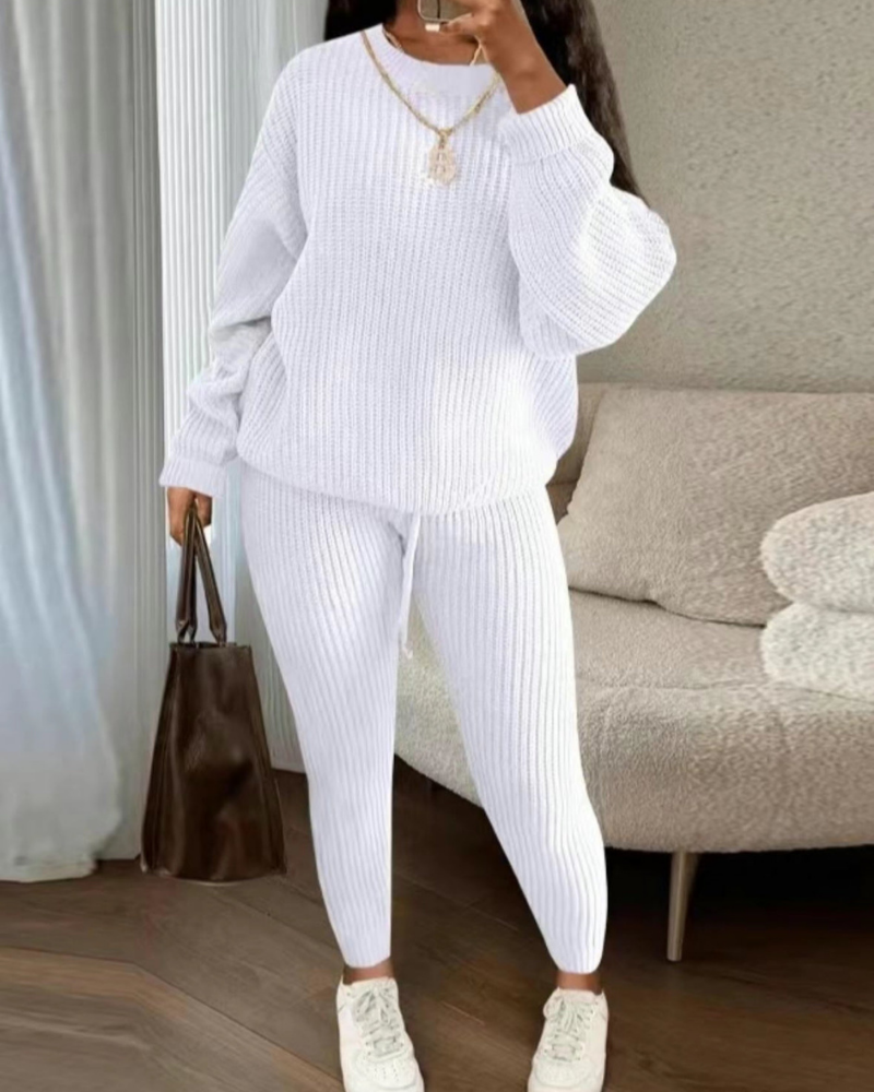 Street-Wave 2 Piece Lounge Set Cozy Soft Knit For Women Everyday Comfort Stylish Homewear Ultra Cozy