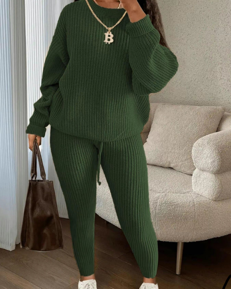 Street-Wave 2 Piece Lounge Set Cozy Soft Knit For Women Everyday Comfort Stylish Homewear Ultra Cozy