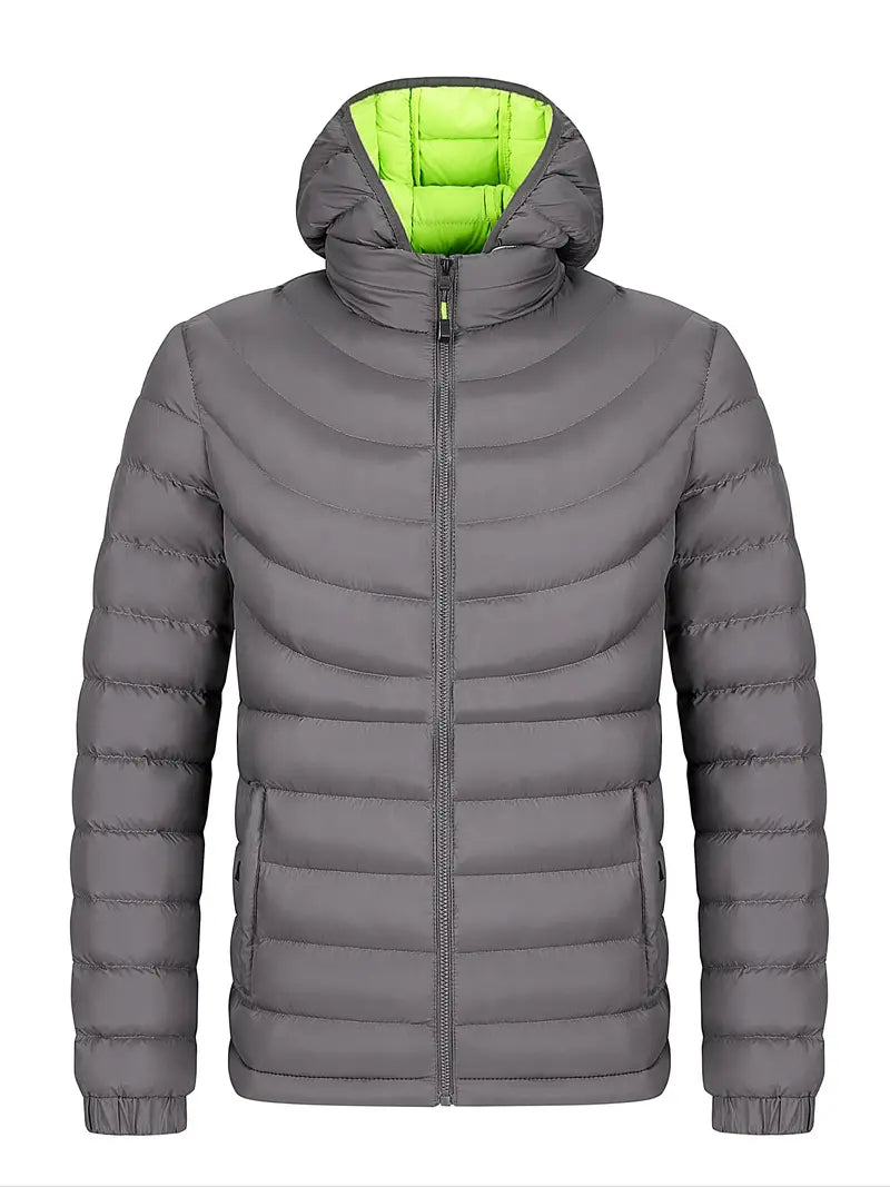 Streetwave Mens Puffer Jacket Insulated Warmth With Bright Lime Lining For Fall And Winter