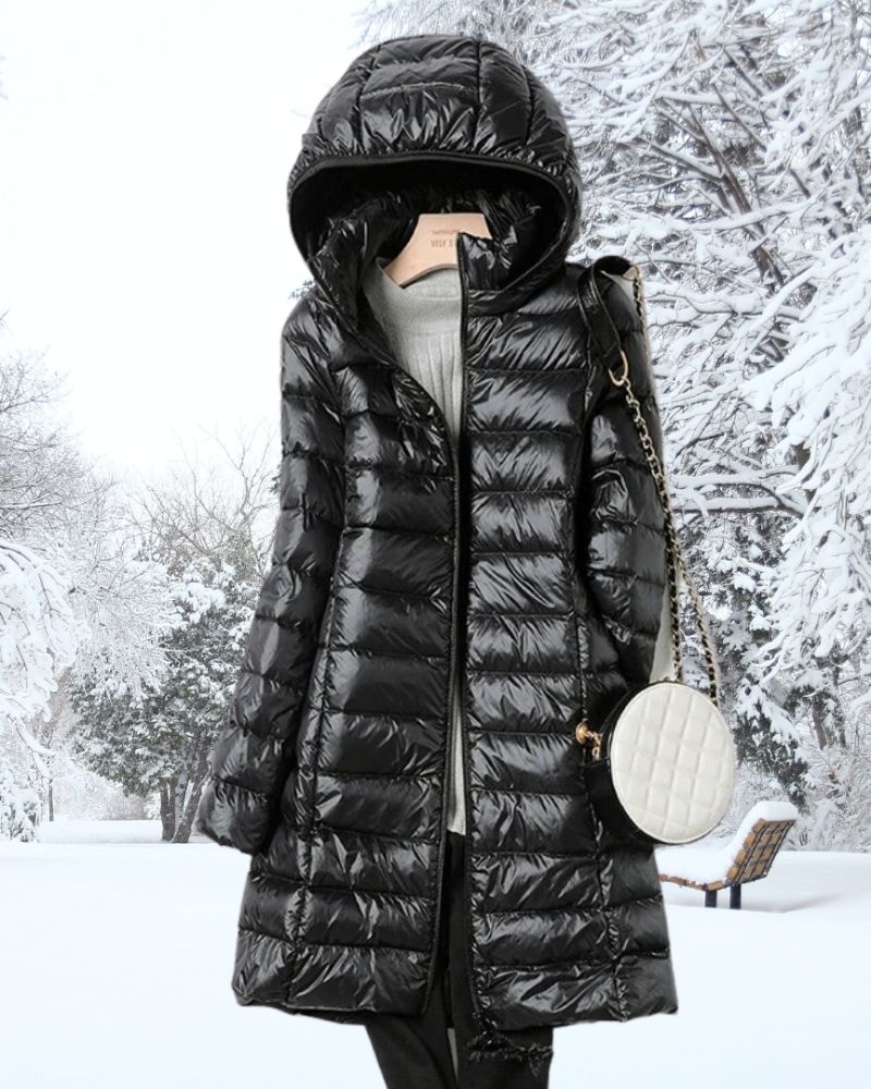 Street-Wave Warm Waterproof Puffer Jacket For Women With Hood Down Filled For Winter Comfort