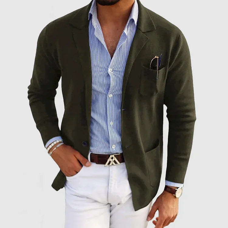 Street-Wave Men's Blazer With Casual Button Pocket Detailing And Notch Lapel For Modern Professionals