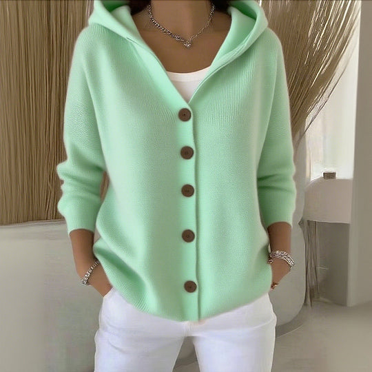 Street-wave Womens Classic Knit Cardigan With Long Sleeves Pink Cozy Warm Everyday Essential