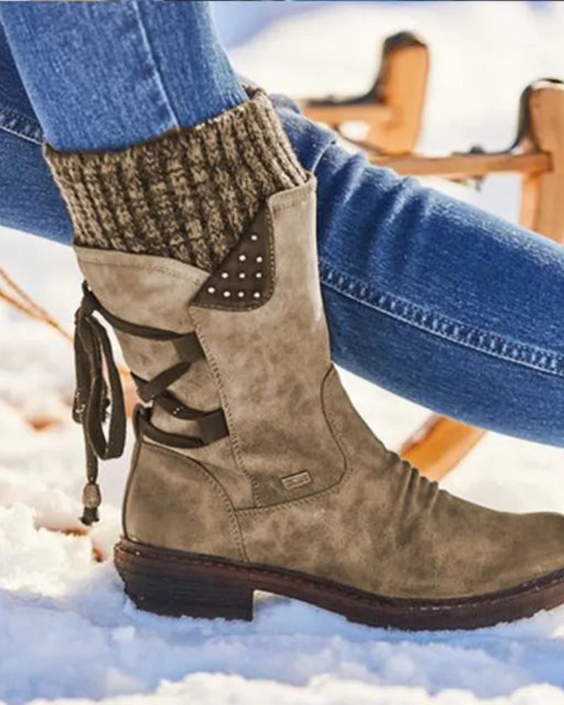 Street-Wave Genuine Leather Winter Boots For Women Water-Resistant Warmth And Stylish Durability