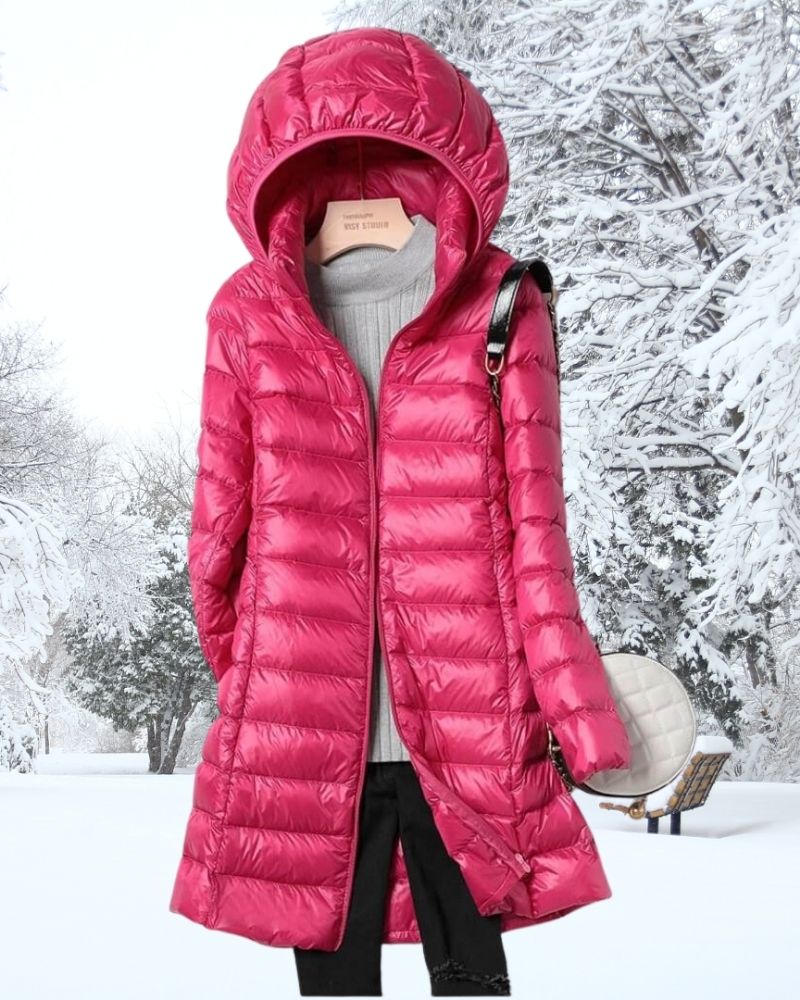 Street-Wave Warm Waterproof Puffer Jacket For Women With Hood Down Filled For Winter Comfort