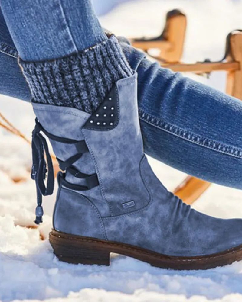 Street-Wave Genuine Leather Winter Boots For Women Water-Resistant Warmth And Stylish Durability