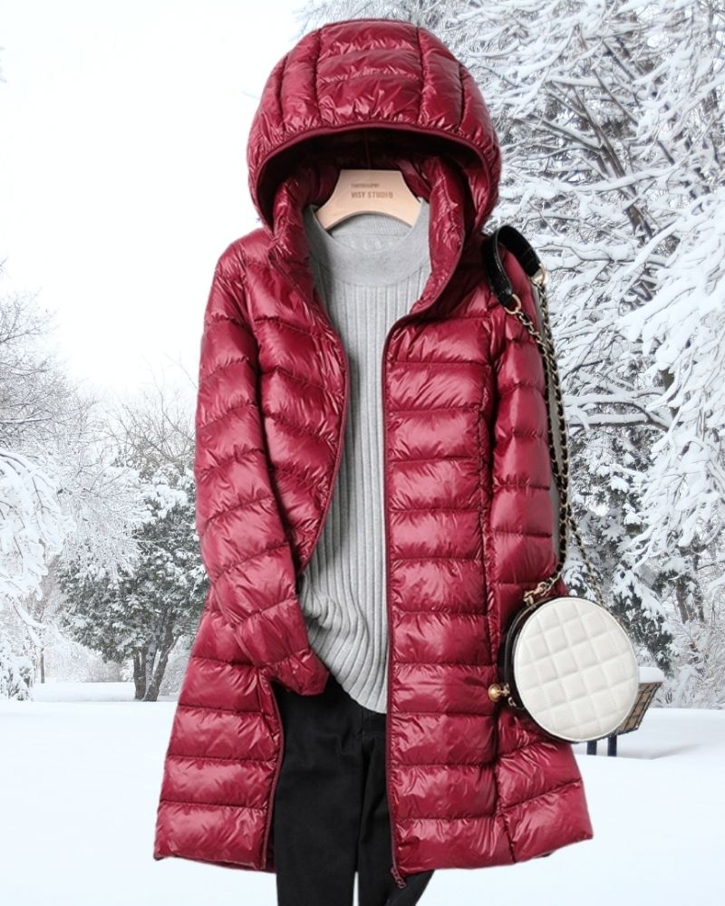 Street-Wave Warm Waterproof Puffer Jacket For Women With Hood Down Filled For Winter Comfort