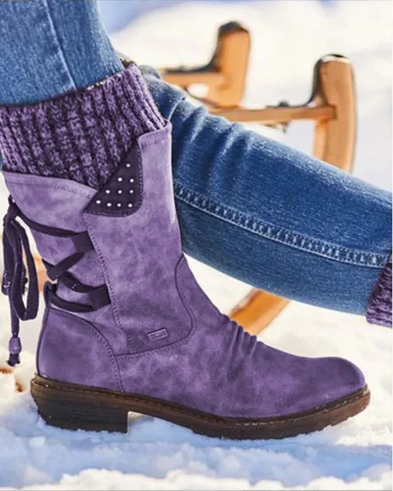 Street-Wave Genuine Leather Winter Boots For Women Water-Resistant Warmth And Stylish Durability