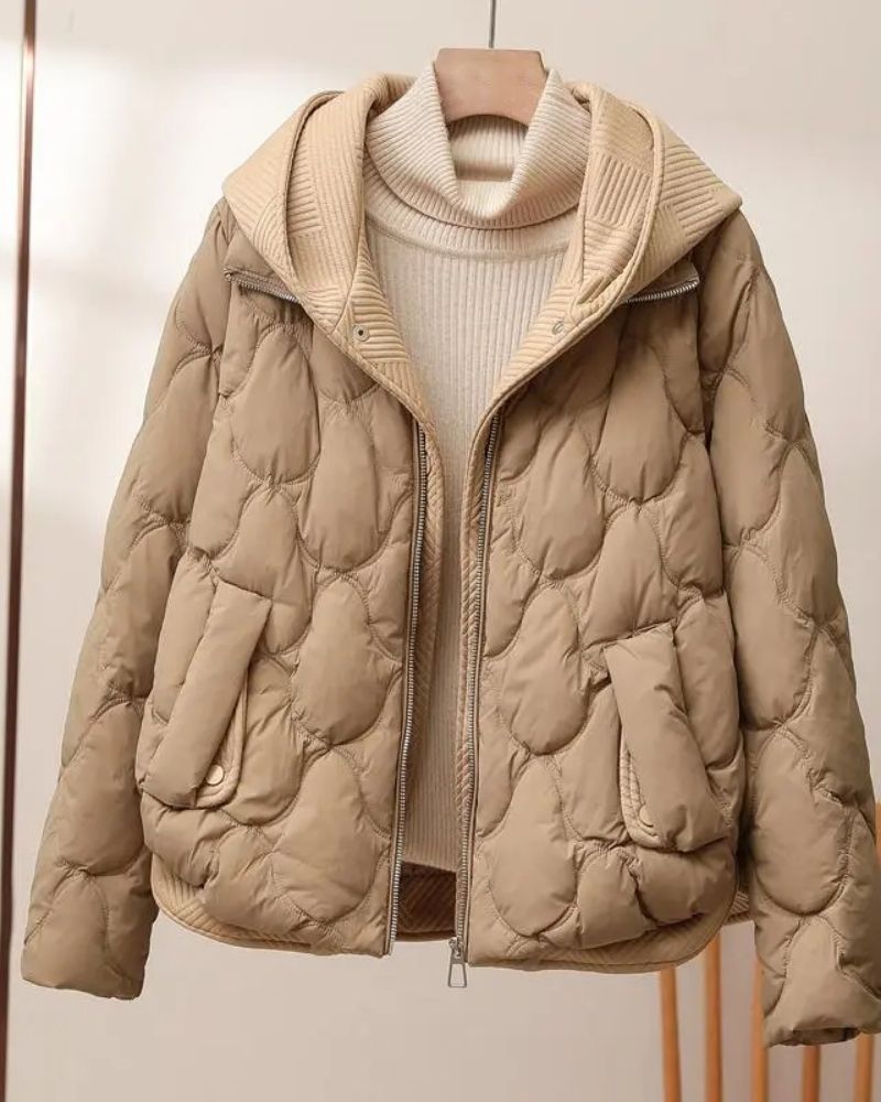 Street Wave Quilted Hooded Puffer Coat For Women Warm Cozy Lightweight Winter Outerwear