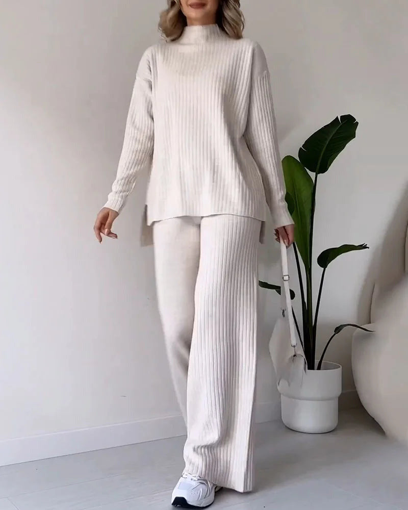 Street-Wave Soft Knit Two-Piece Set For Women Comfort And Style Everyday Loungewear
