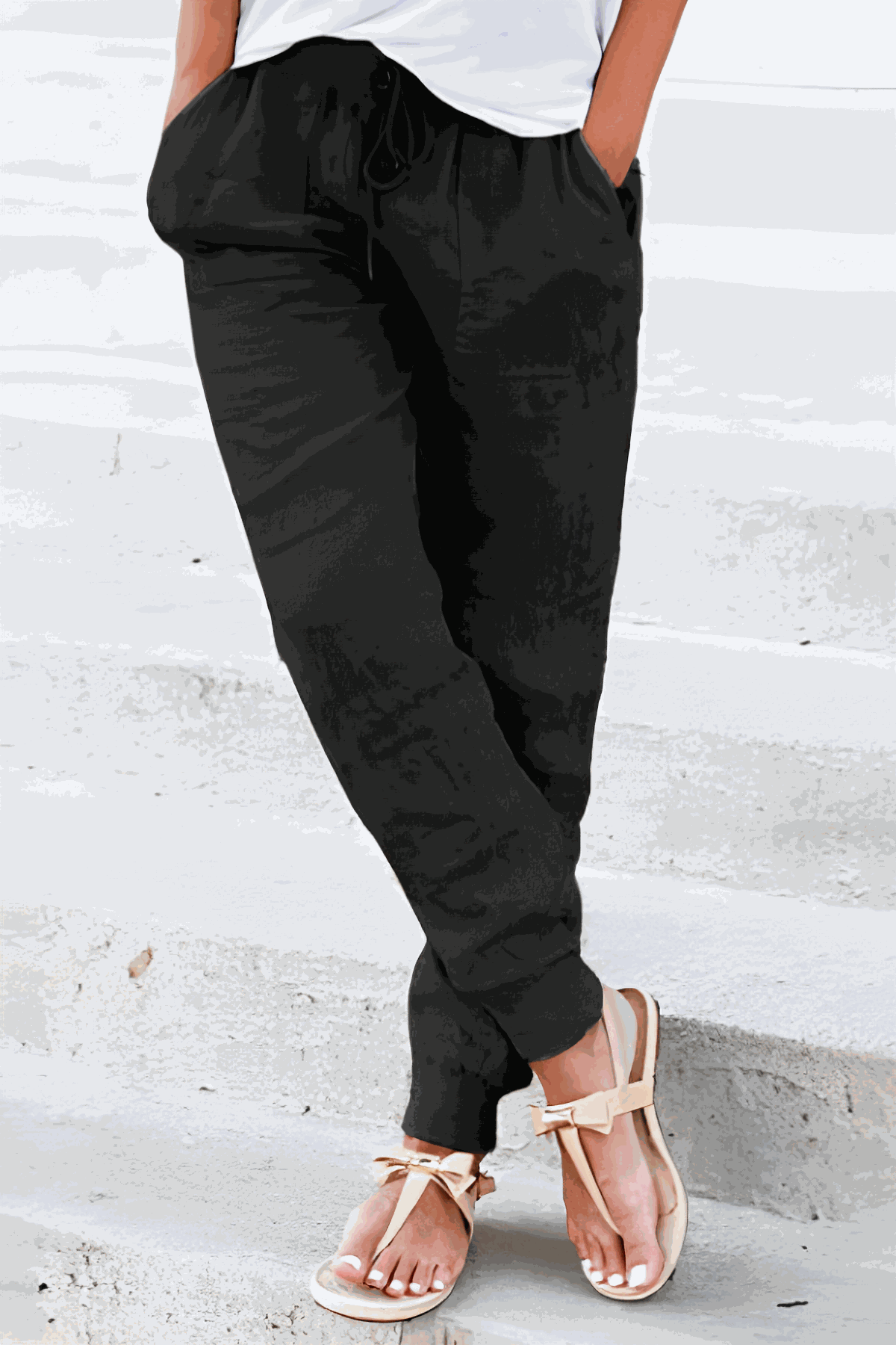 Women's Jogger Trousers with Drawstring Waist and Elastic Cuffs