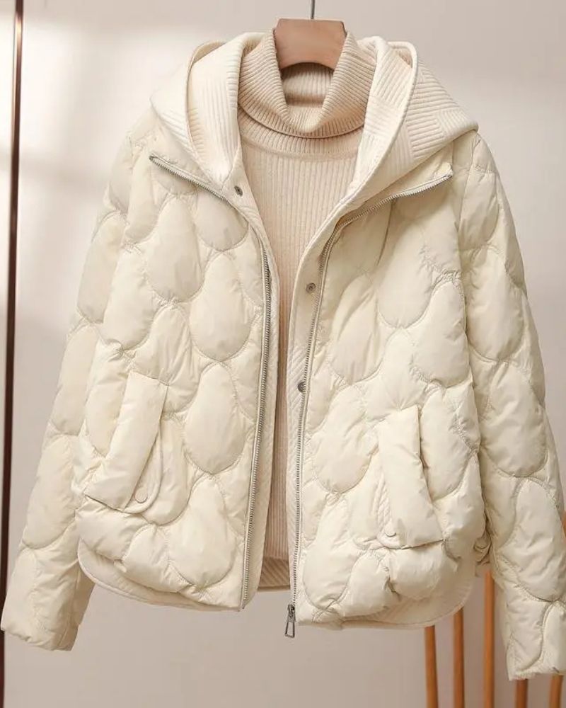 Street Wave Quilted Hooded Puffer Coat For Women Warm Cozy Lightweight Winter Outerwear