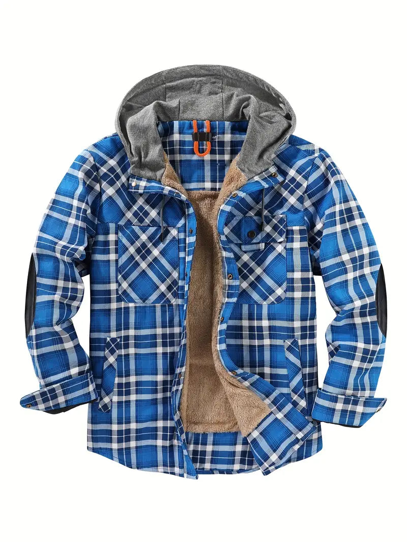 Wyatt Hooded Plaid Jacket Street Wave Cozy Fleece Lining Unisex Outdoor