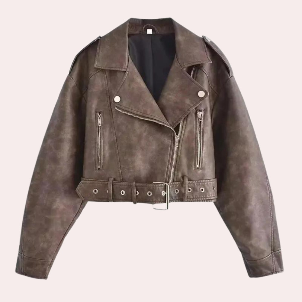 Street-wave Modern Womens Leather Motorcycle Jacket With Belted Fit For Bold Style