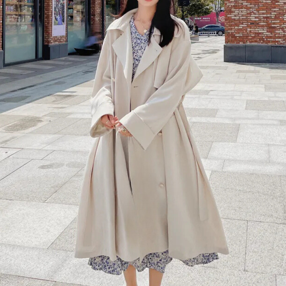 Street-wave Sophisticated Autumn Coat For Women Elegant Long Overcoat For Office And Everyday