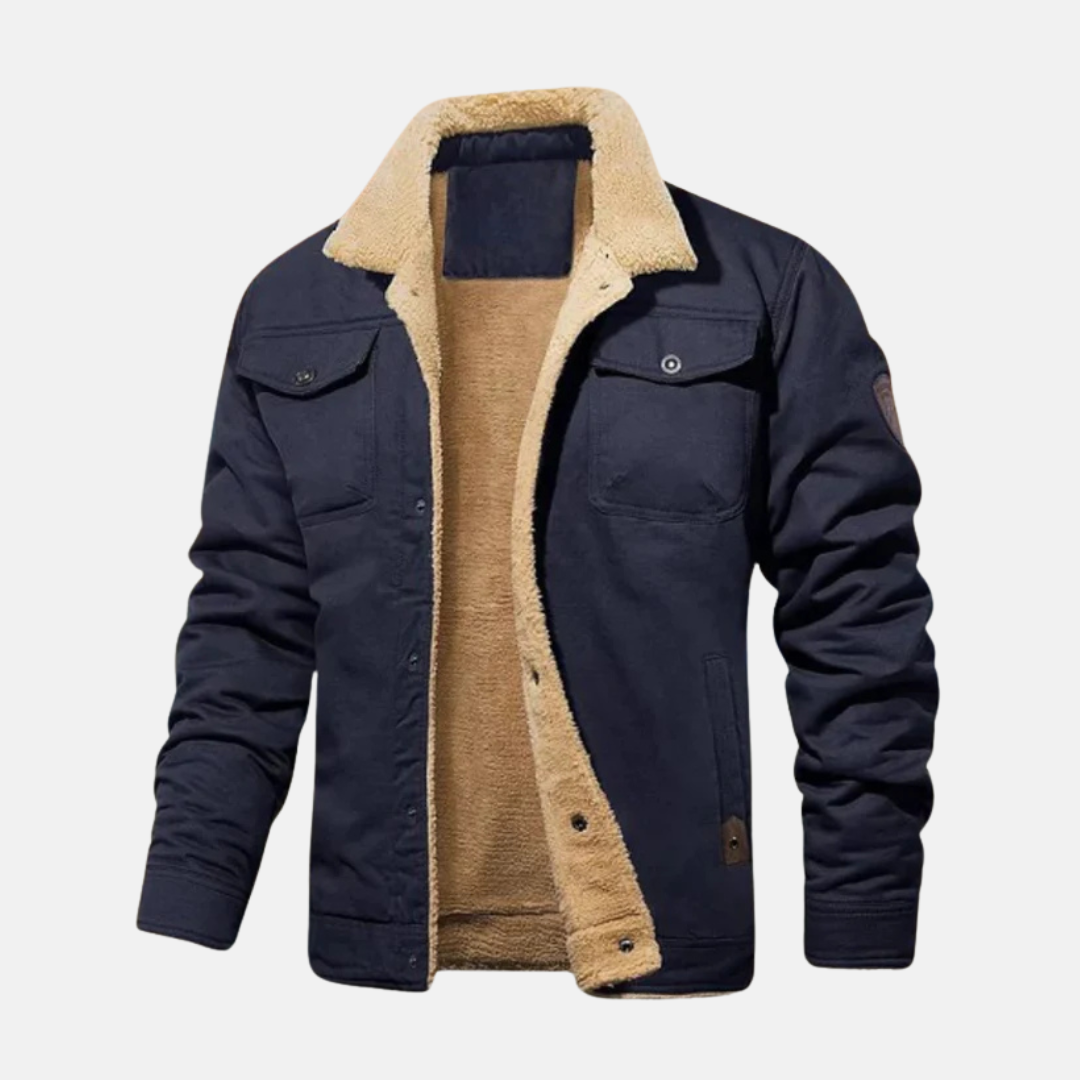 Street-Wave Men's Cotton Blend Jacket With Sherpa Collar Relaxed Fit