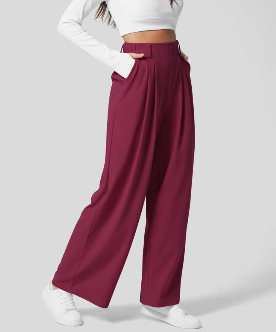 Street-Wave Wide-Leg Tailored Pants For Women High-Waist Comfort And Elegant Style