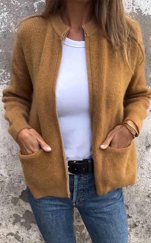 Street-Wave Knit Cardigan For Women Elegant Winter Warmth With Soft Modern Fit Cozy Style