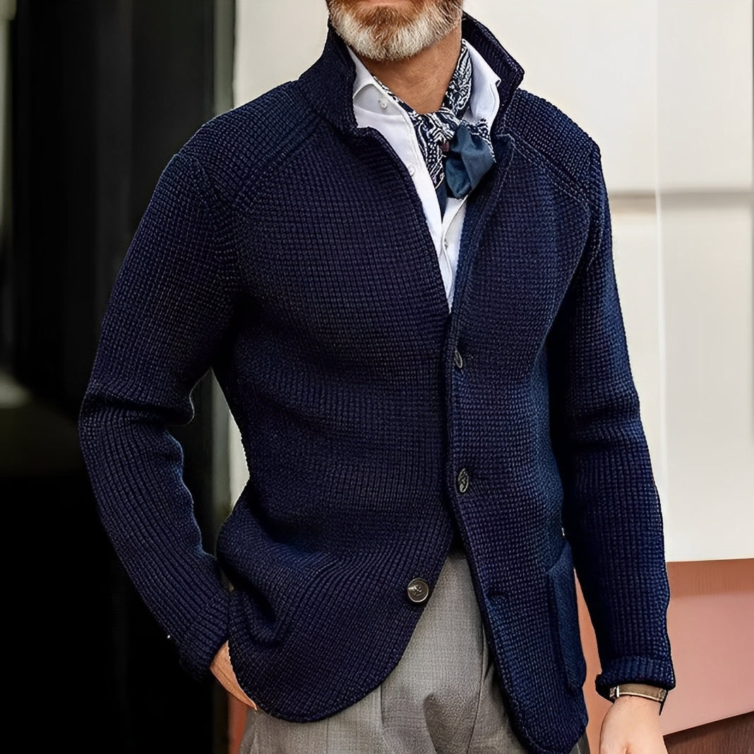 Street-Wave Mens Knit Cardigan With Elegant Structured Knit For Versatile Everyday Wear