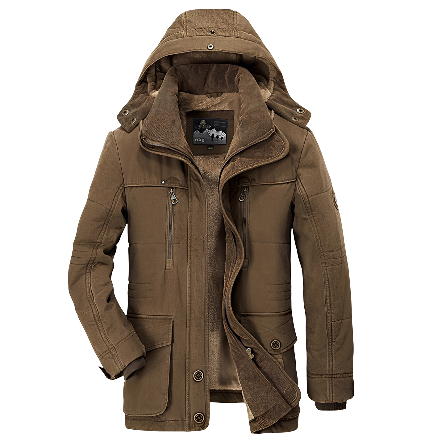 Street-Wave Men Warm Puffer Jacket With Hood Water-Resistant Insulated Winter Coat