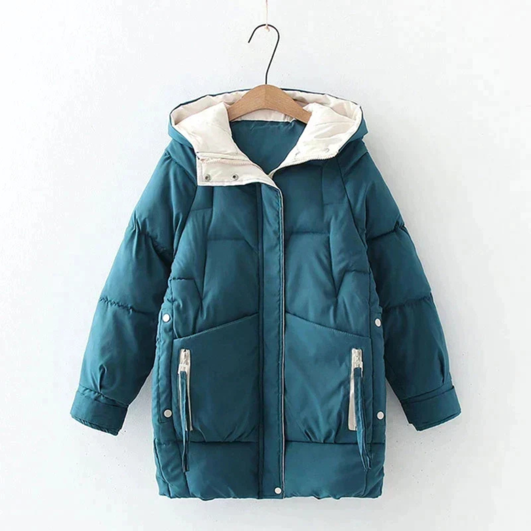 Street Wave Womens Warm Puffer Parka With Thick Insulation And Large Hood For Winter