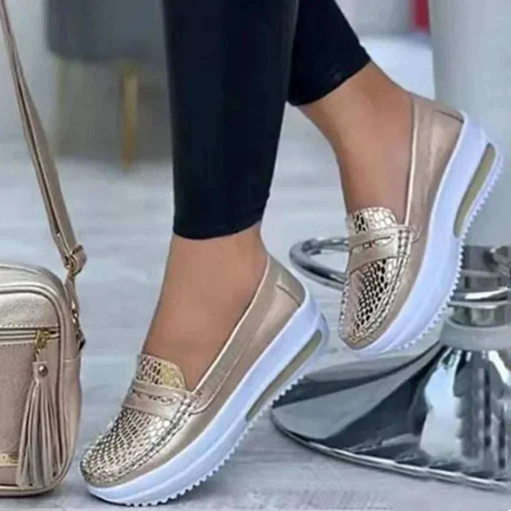 Orthopedic Shoes For Women Street-Wave Premium Snakeskin Loafers With Ergonomic Comfort And Style
