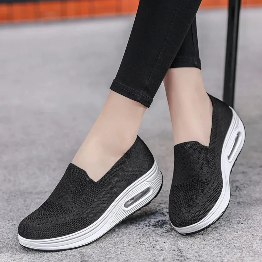 Street Wave Womens Orthopedic Slip On Shoes Breathable Knit Upper All Day Comfort For Active Women