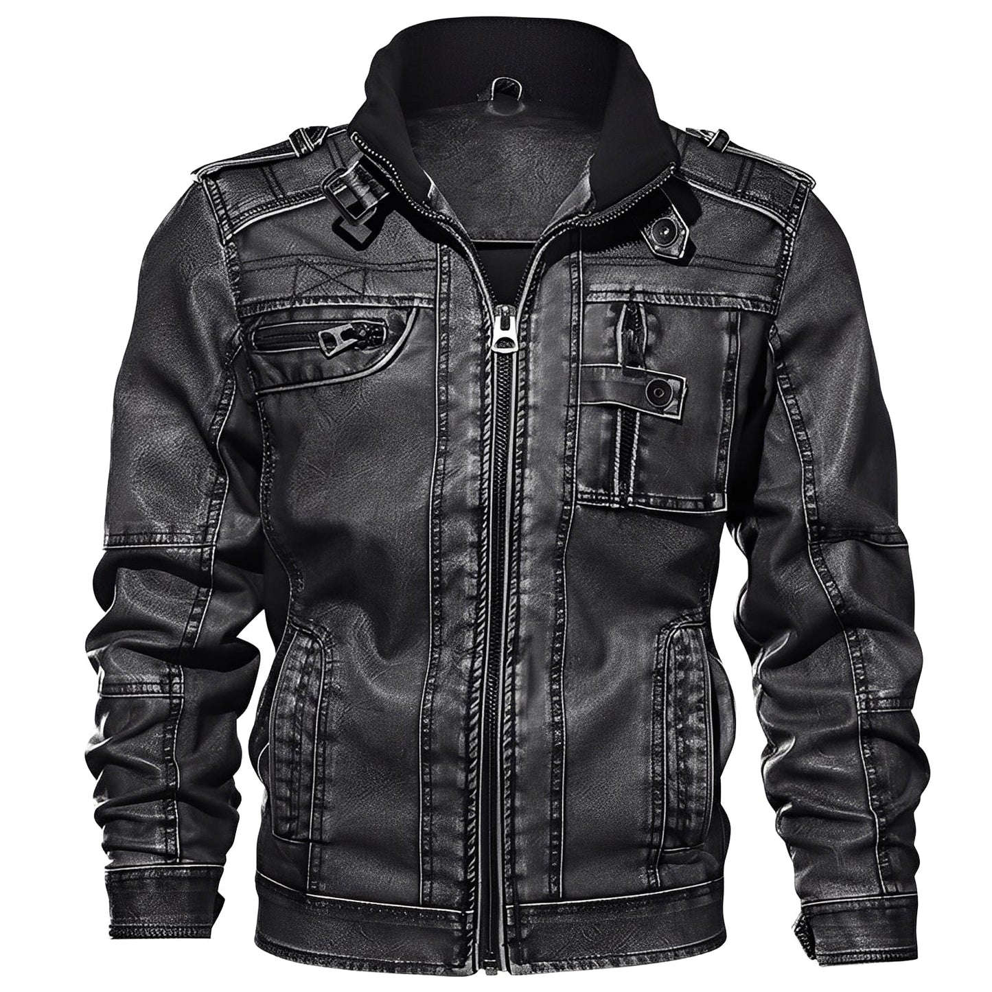 Street-wave Men's Leather Jacket With Pockets - Timeless Classic, Premium Leather