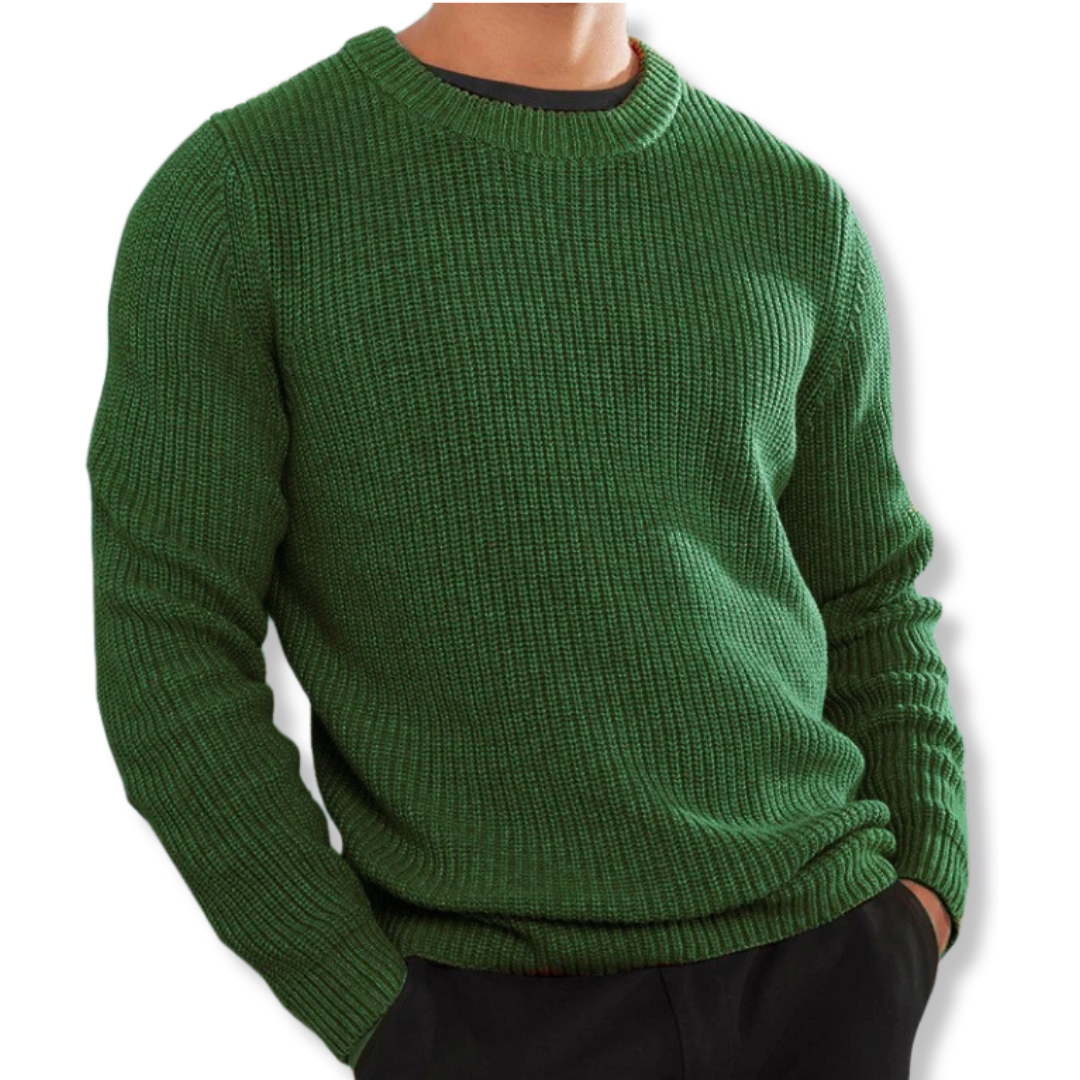 Men's Relaxed Fit Crew Neck Knit Sweater Street-Wave Warm