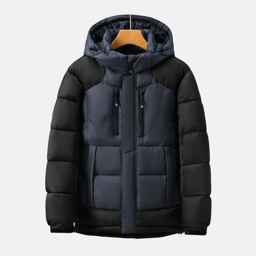 Men's Padded Jacket With Detachable Hood Insulated Warmth Secure Pockets Adjustable Cuffs Regular Fit Hip Length