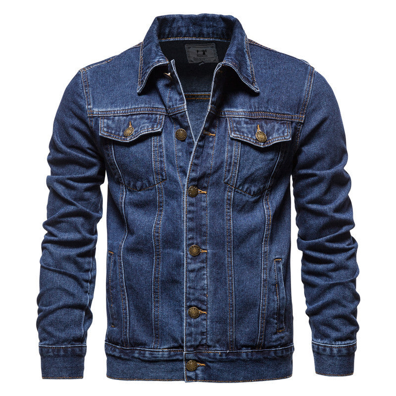 Street-Wave Denim Trucker Jacket For Men Classic Durable Cotton Everyday Streetwear