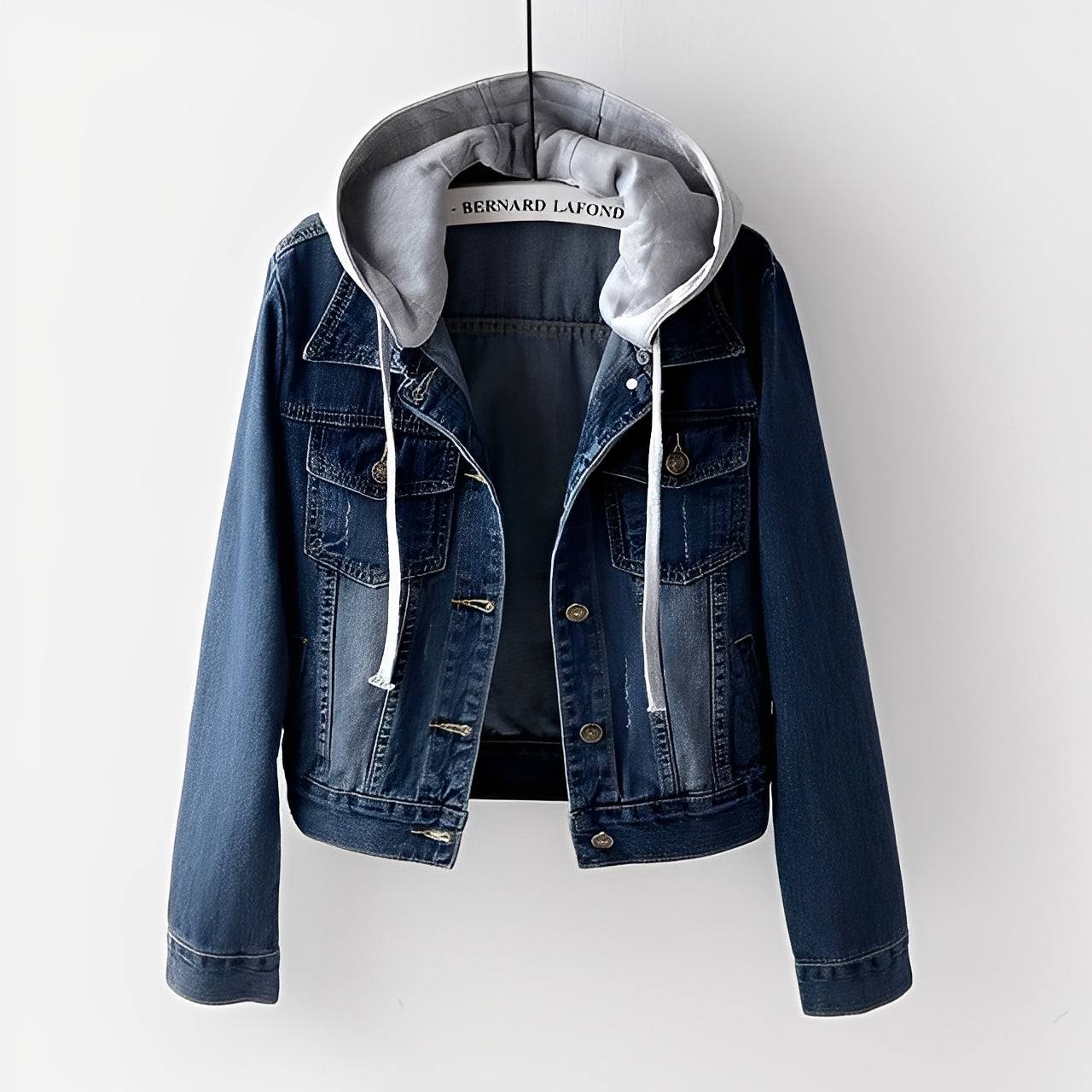 Street-wave Denim Jacket With Detachable Hood For Women Versatile Chic Outerwear