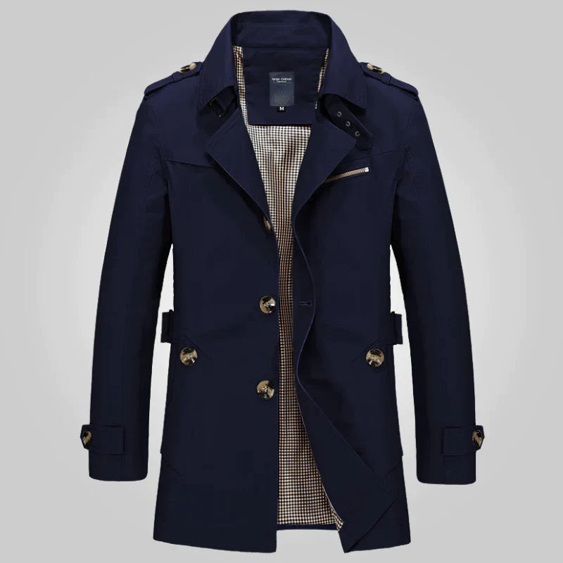 Street Wave Trench Coat With Revolver Collar For Timeless Elegance For Professionals And Outdoor Wear